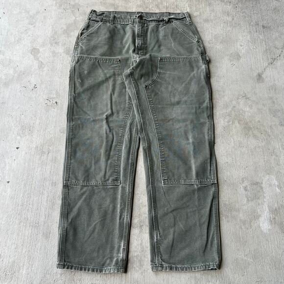 Vintage Y2K Carhartt green double knee work wear carpenter pants - Picture 1 of 8